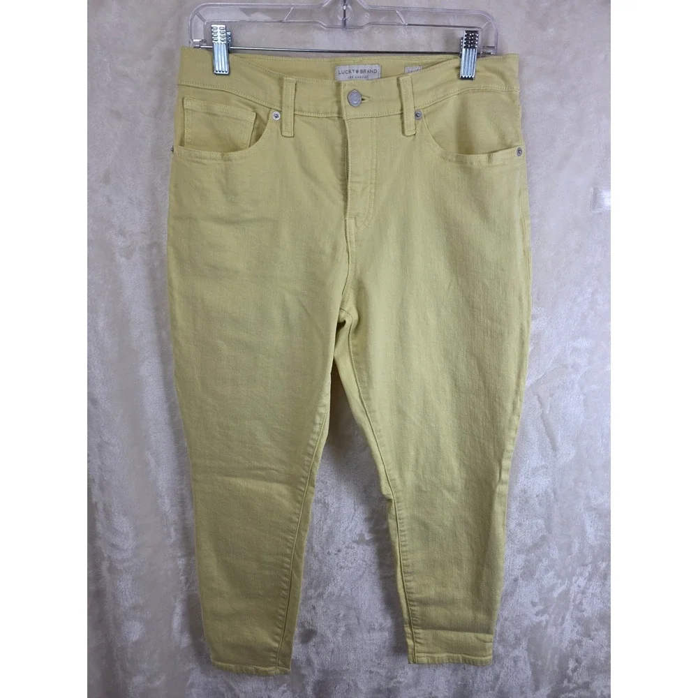 Lucky Brand Ava Crop Jeans‎ Yellow Mid Rise Size 12 31 7WP10518 Womens Denim